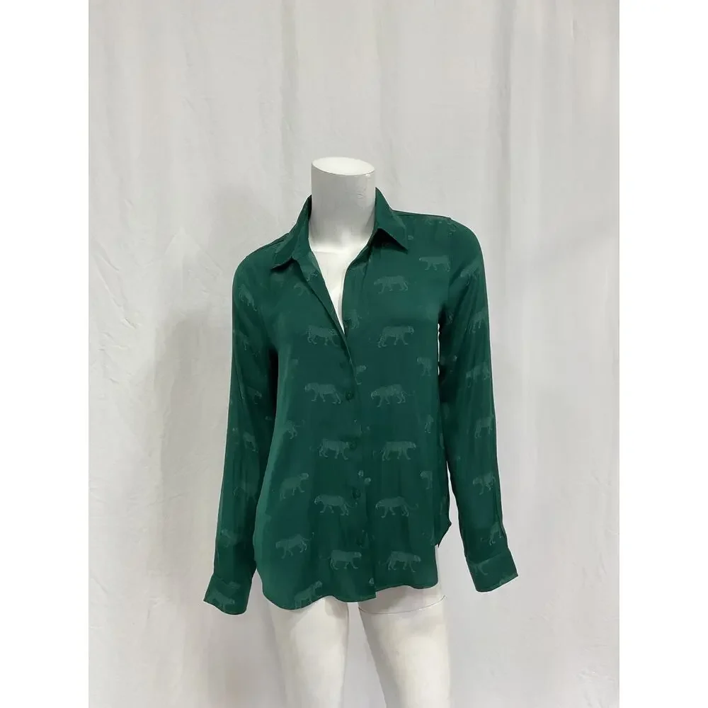 L'Agence 'Holly' Green Polyester Blouse Size XS - Picture 2 of 5